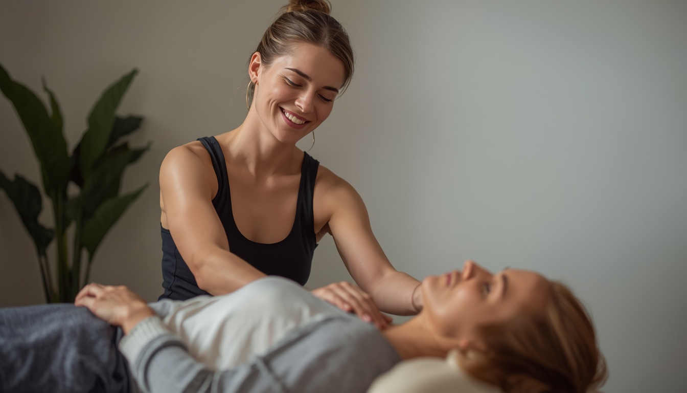 Motioneclear client focusing on posture during coaching